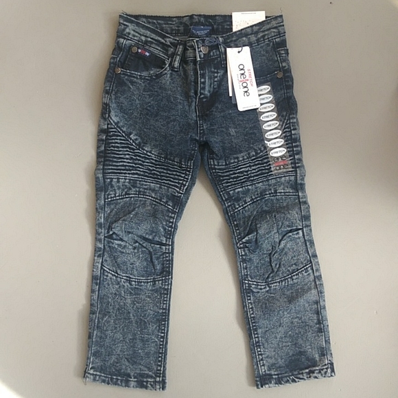 One Point Other - One Point Acid Wash Girls Size 4 Moto Jeans